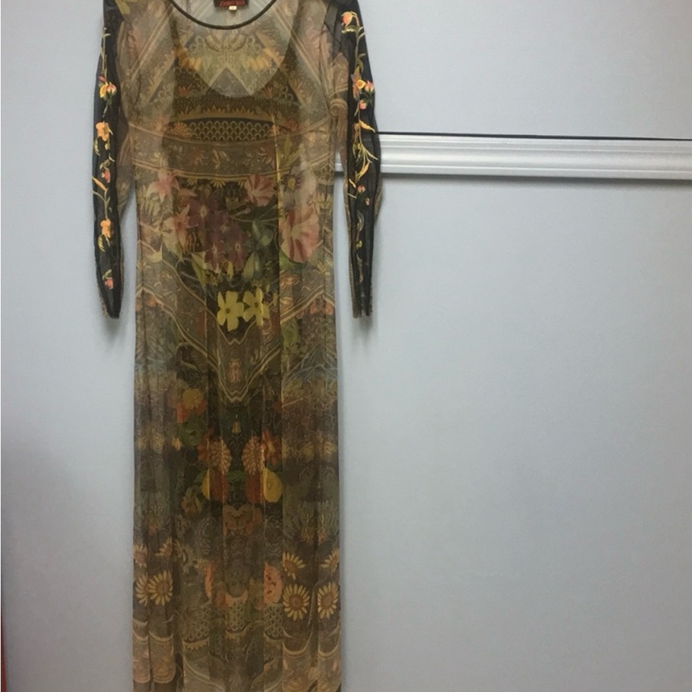 Johnny Was Scoop Neck Long Sleeve Dress